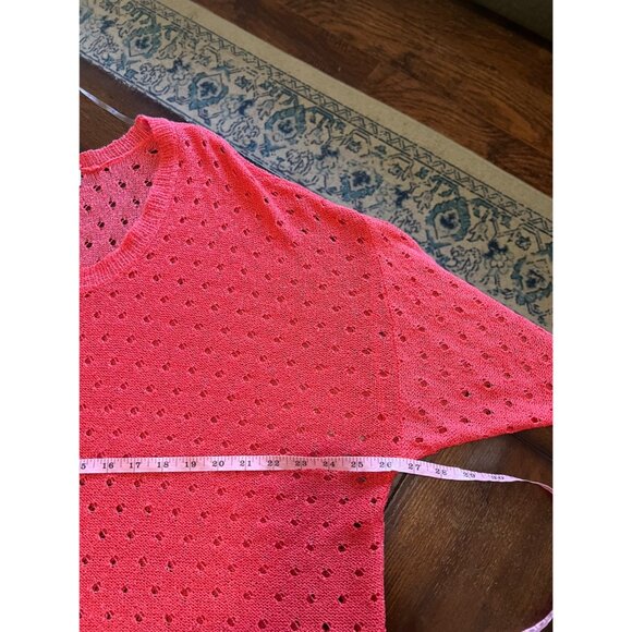 Sag Harbor Coral Scoop Neck Open Knit Sweater Coastal Lightweight Shirt Stretch - Picture 6 of 8